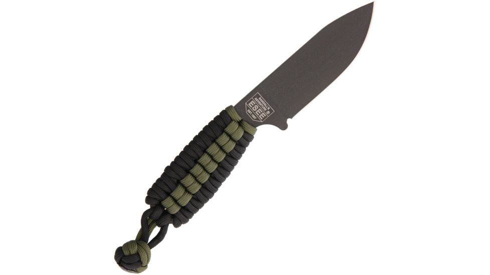 Becker Knife &amp; Tool EsKabar Black-OD Paracord Wrap Fixed Blade Knife, 3.5in, Drop Point, Black, Paracord Wrapped Handle BKR14PC