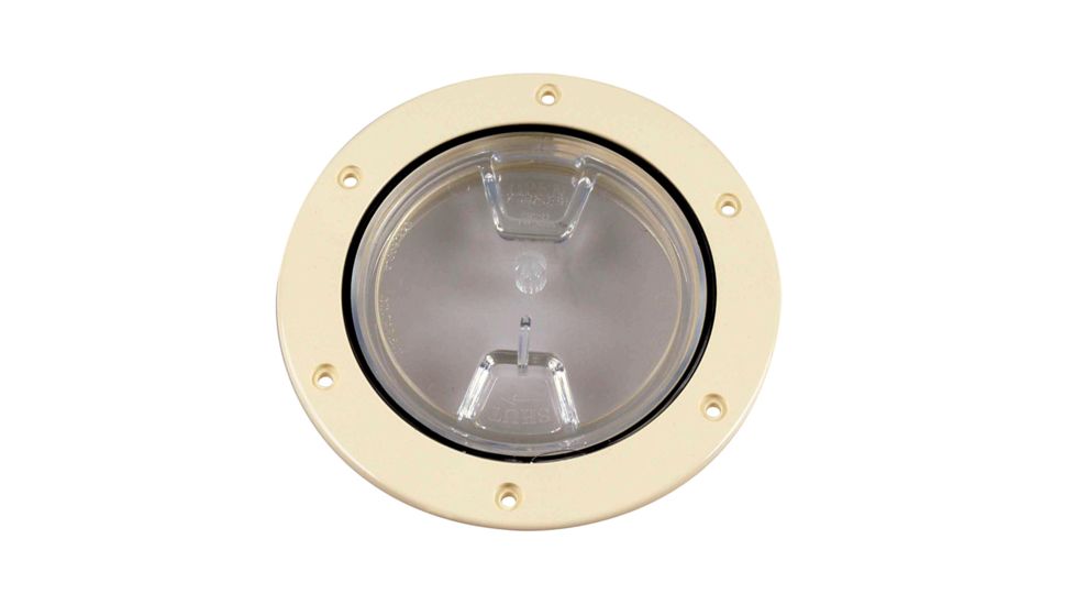 Beckson Marine 4" Clear Center Screw-Out Deck Plate - Beige 46420