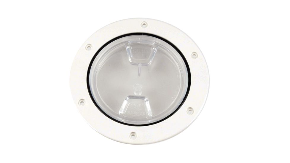 Beckson Marine 4" Clear Center Screw-Out Deck Plate - White 46421