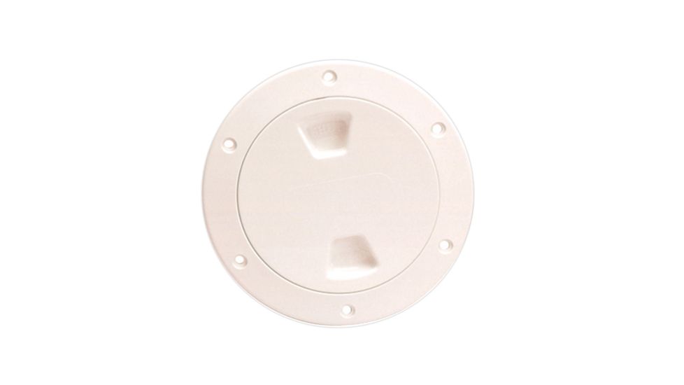 Beckson Marine 4" Smooth Center Screw-Out Deck Plate - Beige 46416