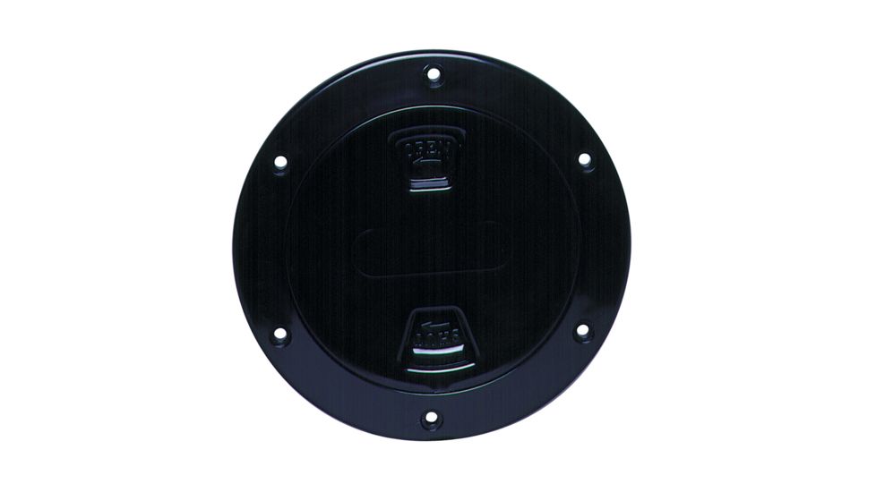 Beckson Marine 4" Smooth Center Screw-Out Deck Plate - Black 46417