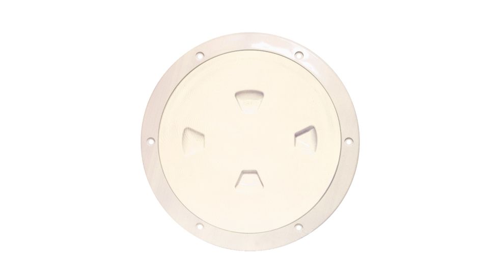 Beckson Marine 8" Smooth Center Screw-Out Deck Plate - Beige 46433