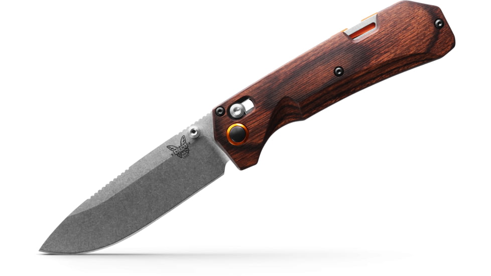 Benchmade Hunt Grizzly Creek Hunting Folding Knife, 3.49 in, CPM-S30V Steel, Drop Point Blade, Stabilized Wood, Brown Handle 15062