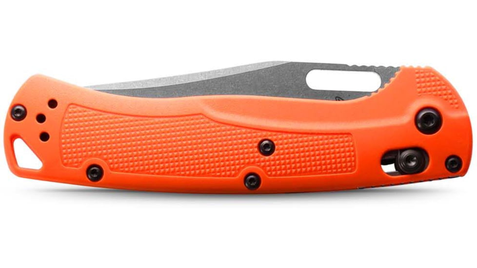 Benchmade Hunt Taggedout Folding Knife, 3.5 in, CPM-154, Drop Point Blade, Grivory, Orange Handle, Reversible Tip-Up, 15535