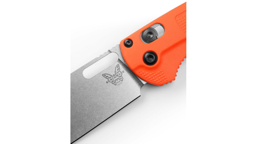 Benchmade Hunt Taggedout Folding Knife, 3.5 in, CPM-154, Drop Point Blade, Grivory, Orange Handle, Reversible Tip-Up, 15535