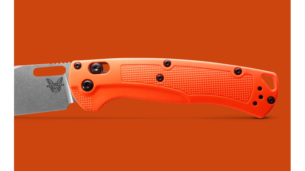 Benchmade Hunt Taggedout Folding Knife, 3.5 in, CPM-154, Drop Point Blade, Grivory, Orange Handle, Reversible Tip-Up, 15535