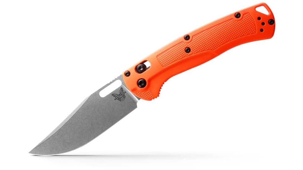 Benchmade Hunt Taggedout Folding Knife, 3.5 in, CPM-154, Drop Point Blade, Grivory, Orange Handle, Reversible Tip-Up, 15535
