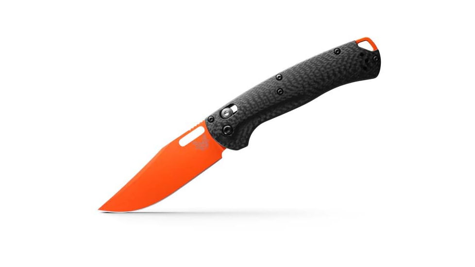 Benchmade Taggedout Folding Knife, 3.5 in, CPM MagnaCut Stainless Steel, Clip Point Blade, Hunting, Carbon Fiber, Black Handle 15535OR-01