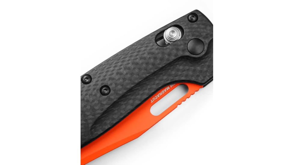 Benchmade Taggedout Folding Knife, 3.5 in, CPM MagnaCut Stainless Steel, Clip Point Blade, Hunting, Carbon Fiber, Black Handle 15535OR-01