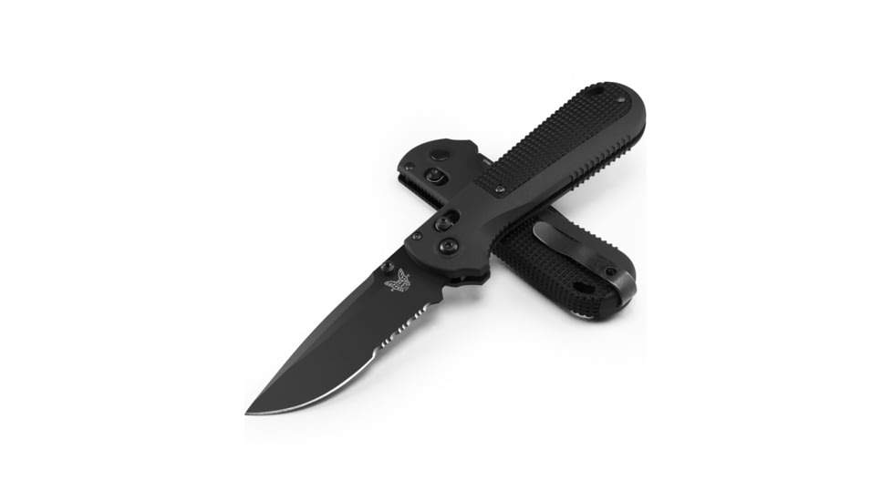 Benchmade 430 Model Folding Knives, 3.55 in, CPM-D2 Steel, Combo Edge, Folding Blade, Black Grivory Handle, Black/Black, 8.29inch, 430SBK-02