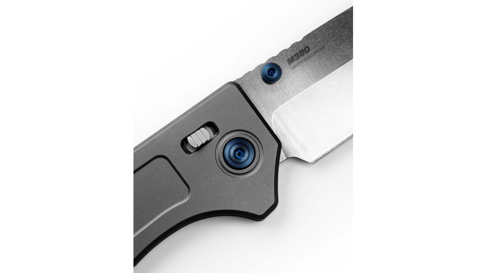 Benchmade 748 Narrows Folding Knife, 3.43in, M390 (58-61HRC), Plain Drop Point, Raw Titanium, 748