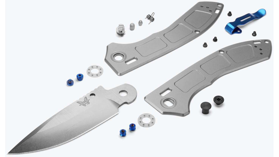 Benchmade 748 Narrows Folding Knife, 3.43in, M390 58-61HRC, Plain Drop Point, Raw Titanium, 748