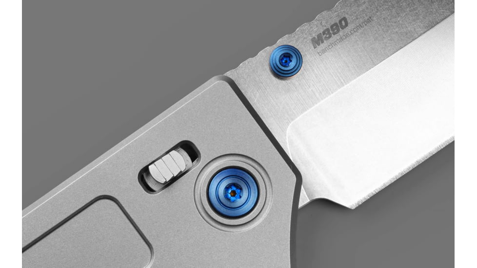 Benchmade 748 Narrows Folding Knife, 3.43in, M390 58-61HRC, Plain Drop Point, Raw Titanium, 748