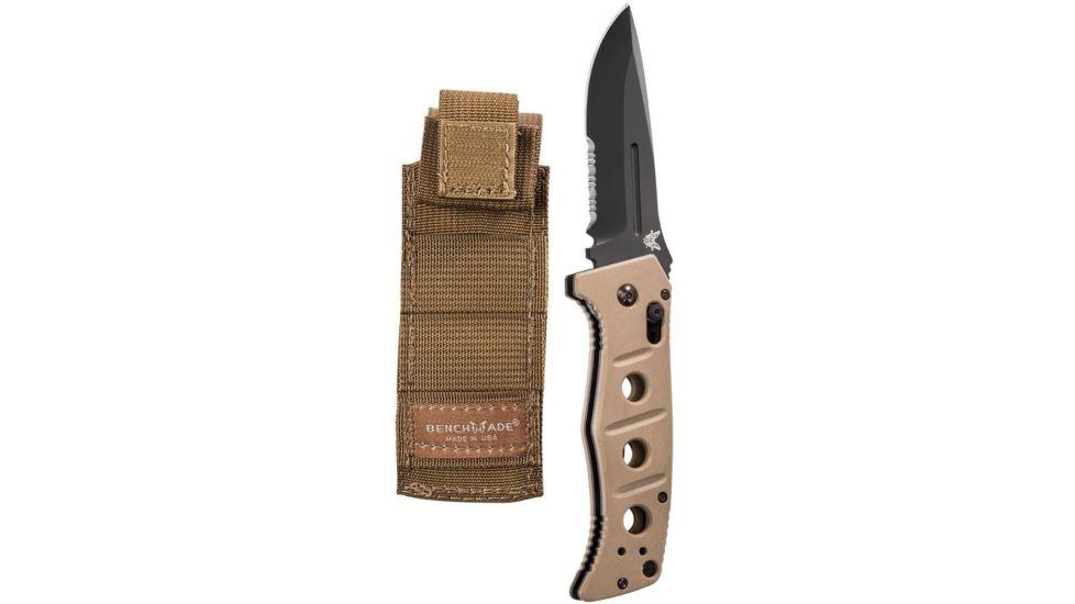Benchmade Adamas Auto Folding Knife, Black Partially Serrated Blade, Sand G10 Handle 2750SBKSN