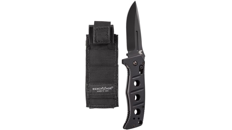 Benchmade Adamas Auto Knife, Black Plain Edge Blade, Black G10 Handles, Black MOLLE Pouch 2750BK