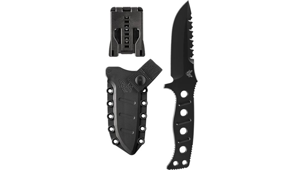 Benchmade Adamas Fixed Blade Knife, Plain Edge, BK Blade, Black Sheath 375BK