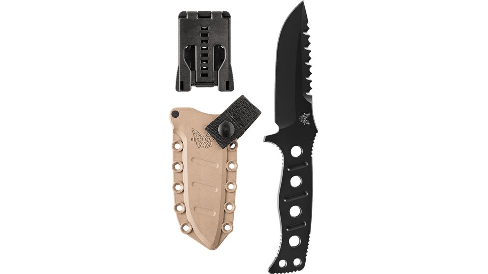 Benchmade Adamas Fixed Blade Knife, Plain Edge, BK Blade, Sand Sheath 375BKSN