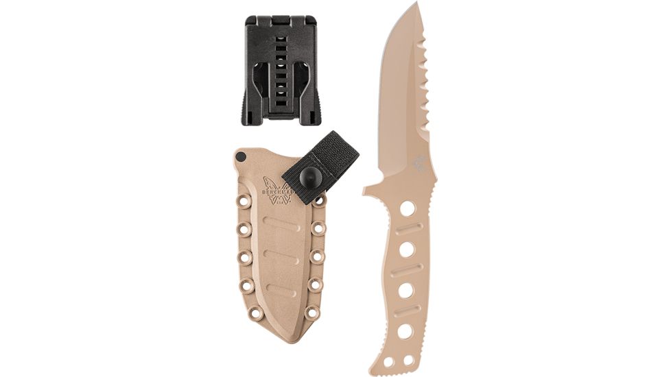 Benchmade Adamas Fixed Blade Knife, Plain Edge, Desert Sand Blade, Sand Sheath 375SN
