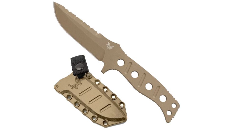 Benchmade Adamas Fixed Blade Knife, Plain Edge, Desert Sand Blade, Sand Sheath 375SN
