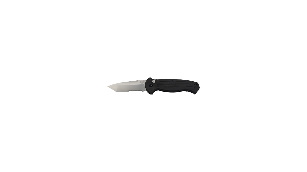 Benchmade AFO II Push Button Tanto Knife, Combo Edge, Satin Blade 9052S