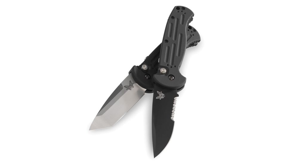 Benchmade AFO II Push Button Tanto Knife, Combo Edge, BK1 Blade 9052SBK
