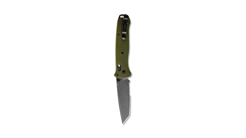 Benchmade Bailout Folding Knife, 3.38 in, CPM-M4 Steel, Serrated Tanto Blade, 6061-T6 Aluminum, Woodland Green Handle, 537SGY-1