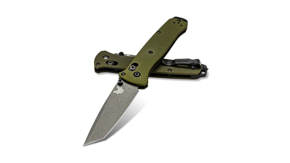 Benchmade Bailout Folding Knife, 3.38in, CPM-M4, Non-Serrated Tanto Blade, 6061-T6 Aluminum, Woodland Green Handle, 537GY-1