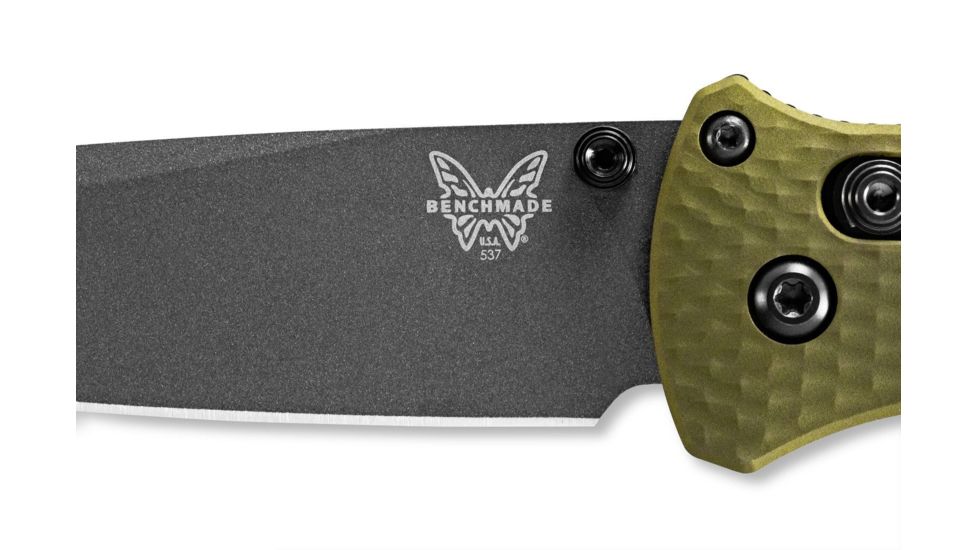 Benchmade Bailout Folding Knife, 3.38in, CPM-M4, Non-Serrated Tanto Blade, 6061-T6 Aluminum, Woodland Green Handle, 537GY-1