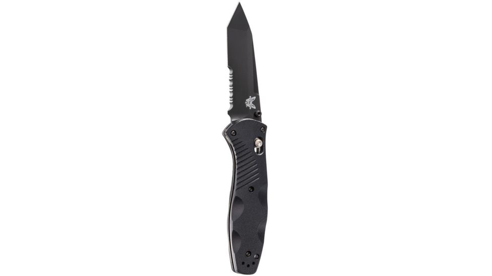 Benchmade Barrage Osborne Assisted Opening Folding Knife, 3.6 in, 154CM, BK Coated Combo Edge Tanto, Valox, Black, 583SBK