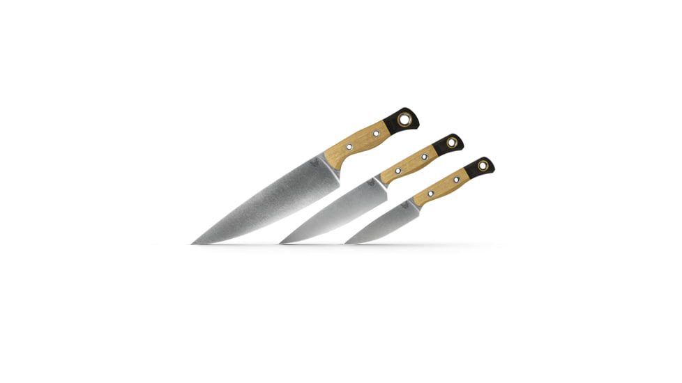 Benchmade Cutlery 3 Piece Kitchen Knife Set, 4.3in, 6.16in, 8.04in, CPM-154 Stainless Steel, G10, Maple Valley w/Black bolster, 4000-02
