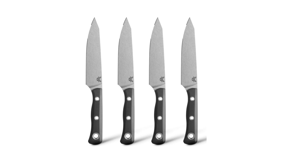 Benchmade Cutlery 4 Piece Table Kitchen Knife Set, 5.13 in, CPM-154 Stainless Steel, Clip Point, G10, Olive Drab/Black, 4001