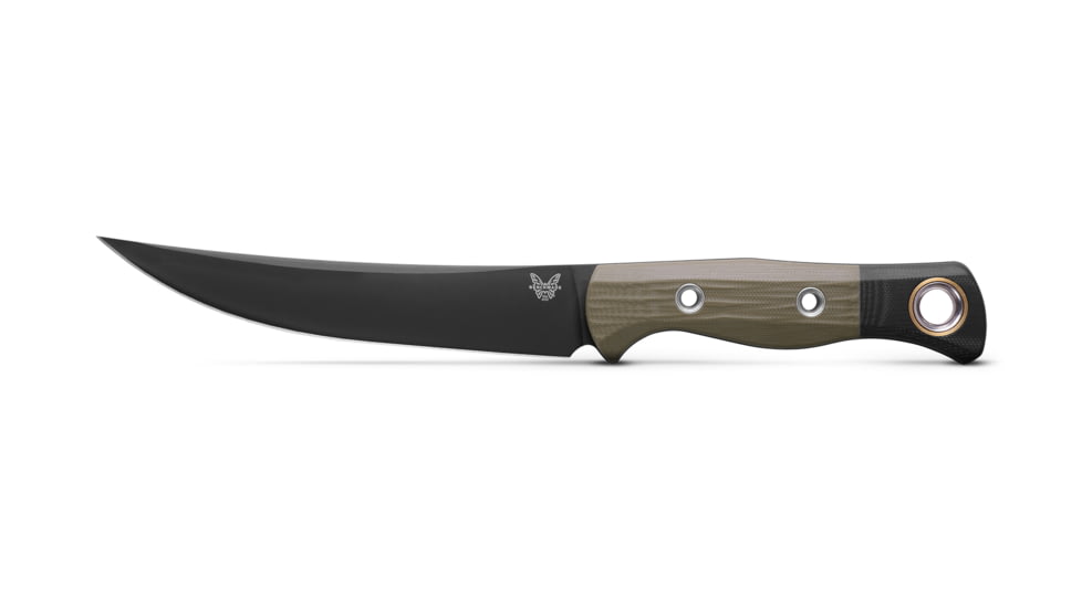 Benchmade Cutlery Meatcrafter Kitchen Knife, 6.14in, CPM-154 Stainless Steel, Trailing Point Blade, G10, Olive Drab/Black, 4050BK-01