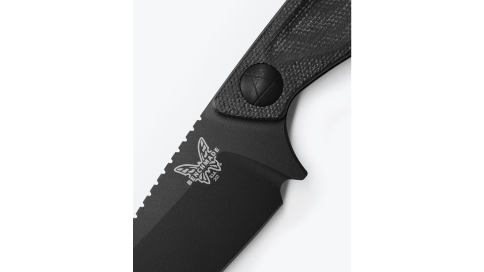 Benchmade Dacian Fixed Blade Knife, 3.54in, CPM-Magnacut Stainless Steel, Spear-Point, Micarta, Black Canvas, Black Sheath, 203BK-02