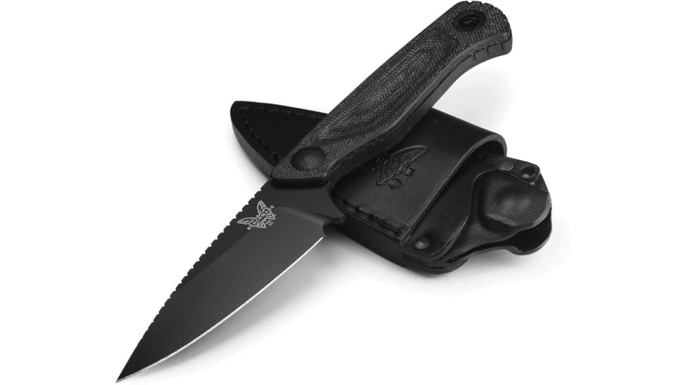 Benchmade Dacian Fixed Blade Knife, 3.54in, CPM-Magnacut Stainless Steel, Spear-Point, Micarta, Black Canvas, Black Sheath, 203BK-02