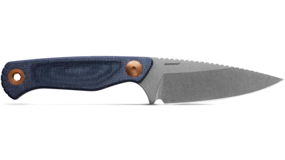 Benchmade Dacian Fixed Blade Knife, 3.54in, Magnacut Stainless Steel, Spear-Point, Micarta, Blue Denim, Brown Sheath, 203-04