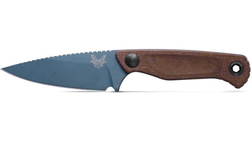 Benchmade Dacian Fixed Blade Knife, 3.54in, Magnacut Stainless Steel, Spear-Point, Micarta, Brown Canvas, Black Sheath, 203BT-03
