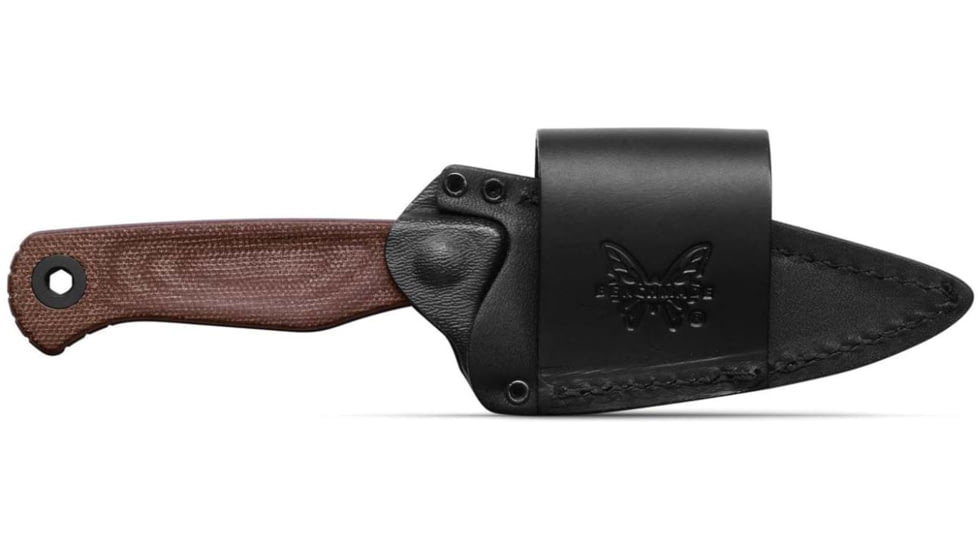 Benchmade Dacian Fixed Blade Knife, 3.54in, Magnacut Stainless Steel, Spear-Point, Micarta, Brown Canvas, Black Sheath, 203BT-03