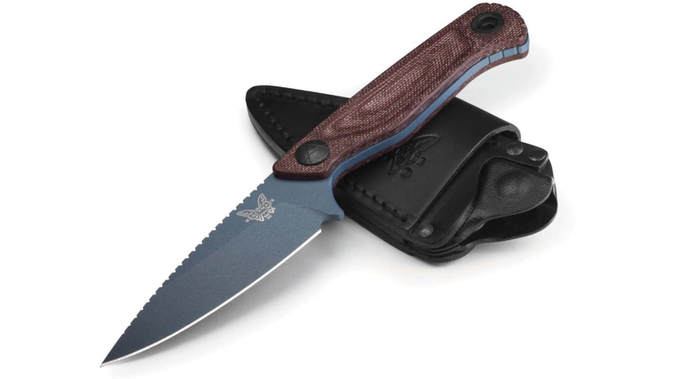 Benchmade Dacian Fixed Blade Knife, 3.54in, Magnacut Stainless Steel, Spear-Point, Micarta, Brown Canvas, Black Sheath, 203BT-03