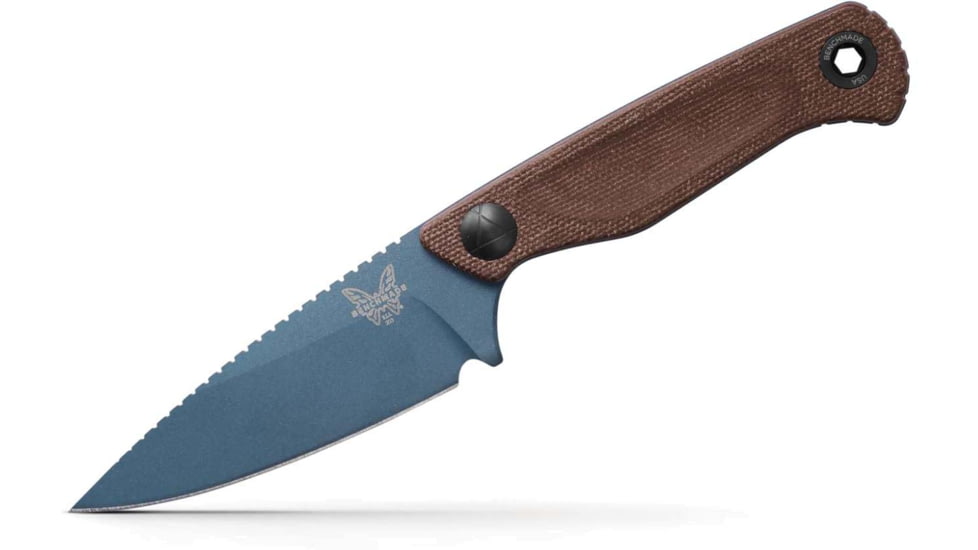 Benchmade Dacian Fixed Blade Knife, 3.54in, Magnacut Stainless Steel, Spear-Point, Micarta, Brown Canvas, Black Sheath, 203BT-03