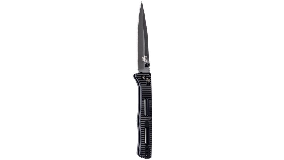 Benchmade Fact Axis Folding Knife, Plain Edge Coated Spear Point Blade, 3.95in, Black Anodized Billet Aluminum Handle, 417BK