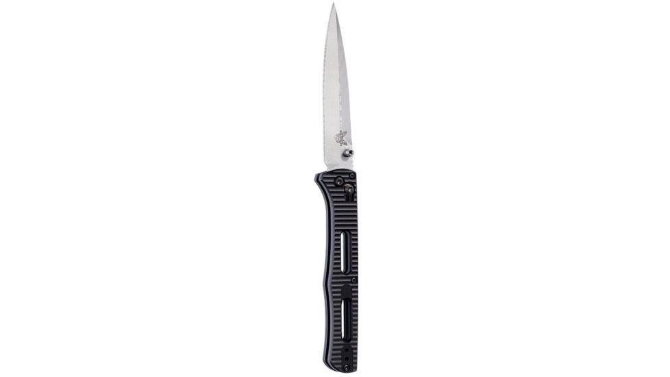 Benchmade Fact Axis Folding Knife, Plain Edge Satin Spear Point Blade, 3.95in, Black Anodized Billet Aluminum Handle, 417