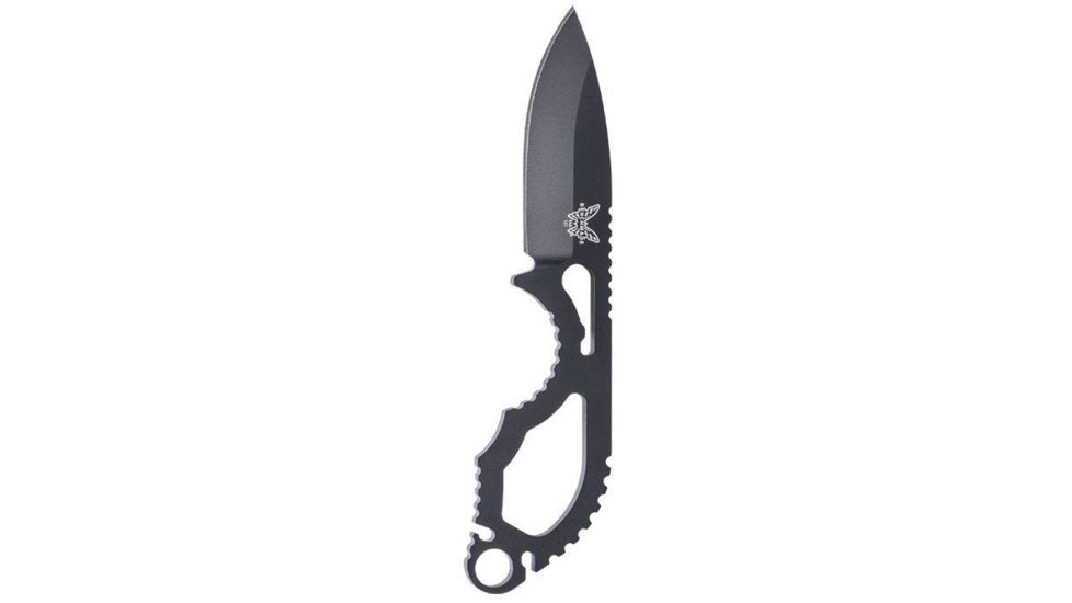 Benchmade Follow Up Fixed Blade Knife, Plain Edge Coated Drop Point Blade, 2.6in, Skeletonized Stainless Steel Handle, 101BK
