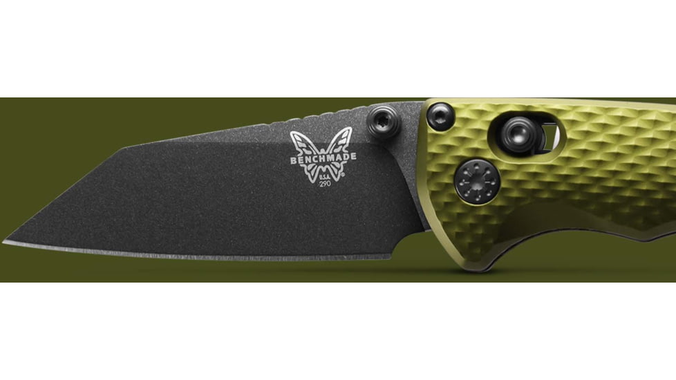 Benchmade Full Immunity Folding Knife, Axis, Stud, 2.5in, CPM-M4, Wharncliffe Blade, Woodland Green Aluminum Handle, 290BK-2