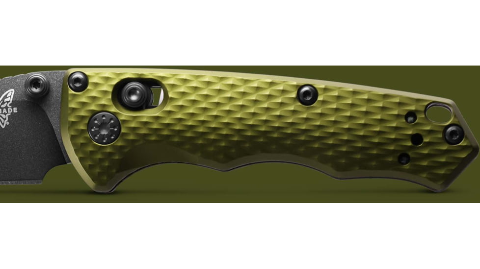 Benchmade Full Immunity Folding Knife, Axis, Stud, 2.5in, CPM-M4, Wharncliffe Blade, Woodland Green Aluminum Handle, 290BK-2