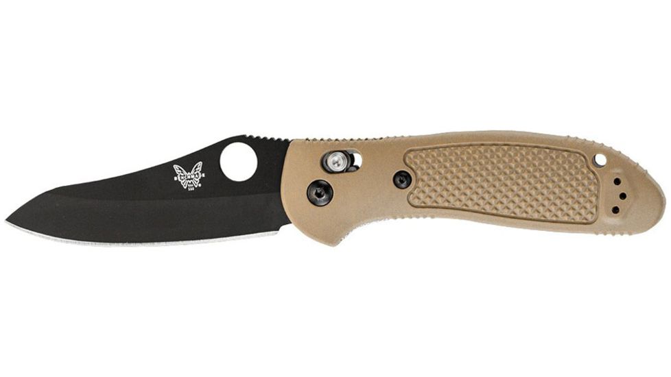 Benchmade Griptilian Folding Knife, Plain Edge, BK Blade, Sand Handle 550BKHGSN