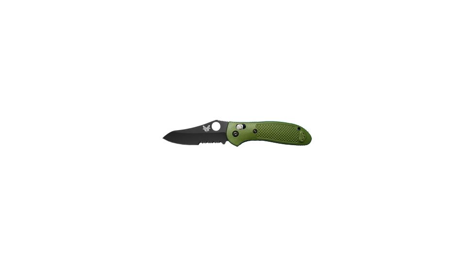 Benchmade Griptilian Folding Knife, Combo Edge, BK Blade, Olive Drab Handle 550SBKHGOD