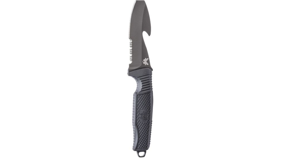 Benchmade H2O Fixed Blade Knife, Serrated Black Blade, 3.5 in, N680 Stainless Steel Blade, Opposing Bevel Blade, Rubberized Overmold, Black, 112SBK-BLK