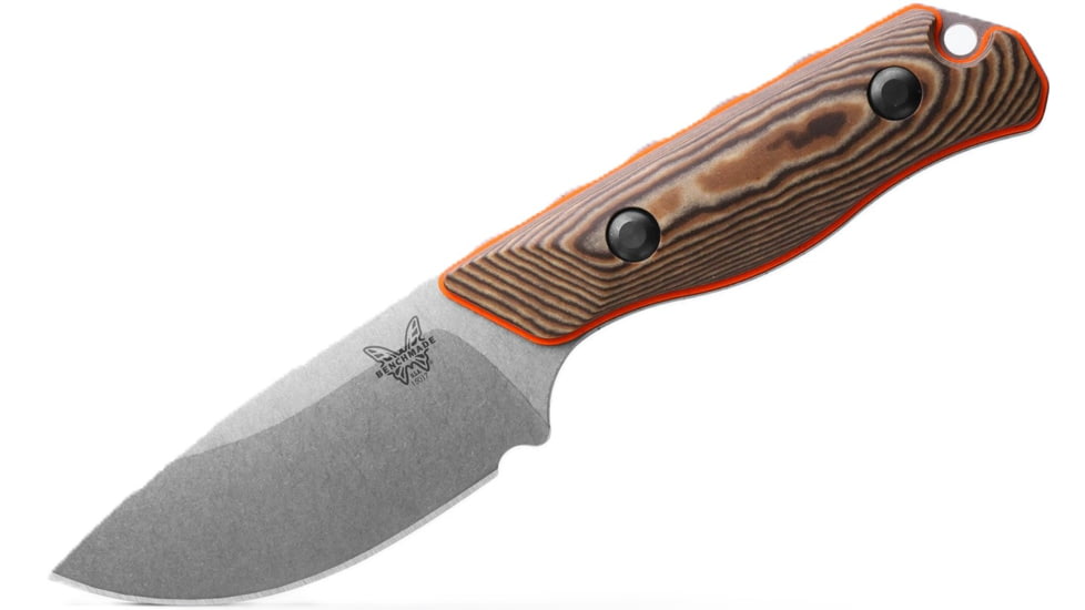 Benchmade Hunt Hidden Canyon Hunter Fixed Blade Knife, 2.79 in, CPM-S90V Stainless Steel, Drop Point Blade, Richlite G10, Orange G10 Base Layer, 15017-1