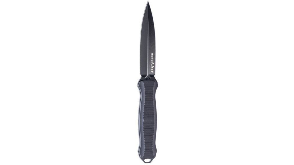 Benchmade Infidel Fixed Blade Knife, Plain Edge Coated Spear Point Blade, 4.52in, Black Anodized Billet Aluminum Handle, 133BK