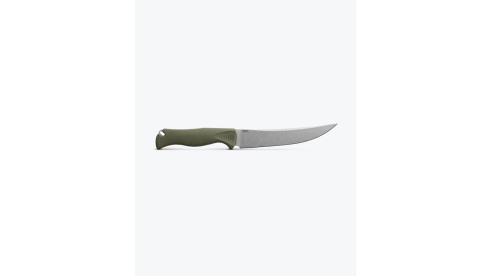 Benchmade Cutlery Meatcrafter Kitchen Knife, 6.09in, CPM-154 Stainless Steel, Trailing Point Blade, Santoprene, Dark Olive Handle, 15500-04